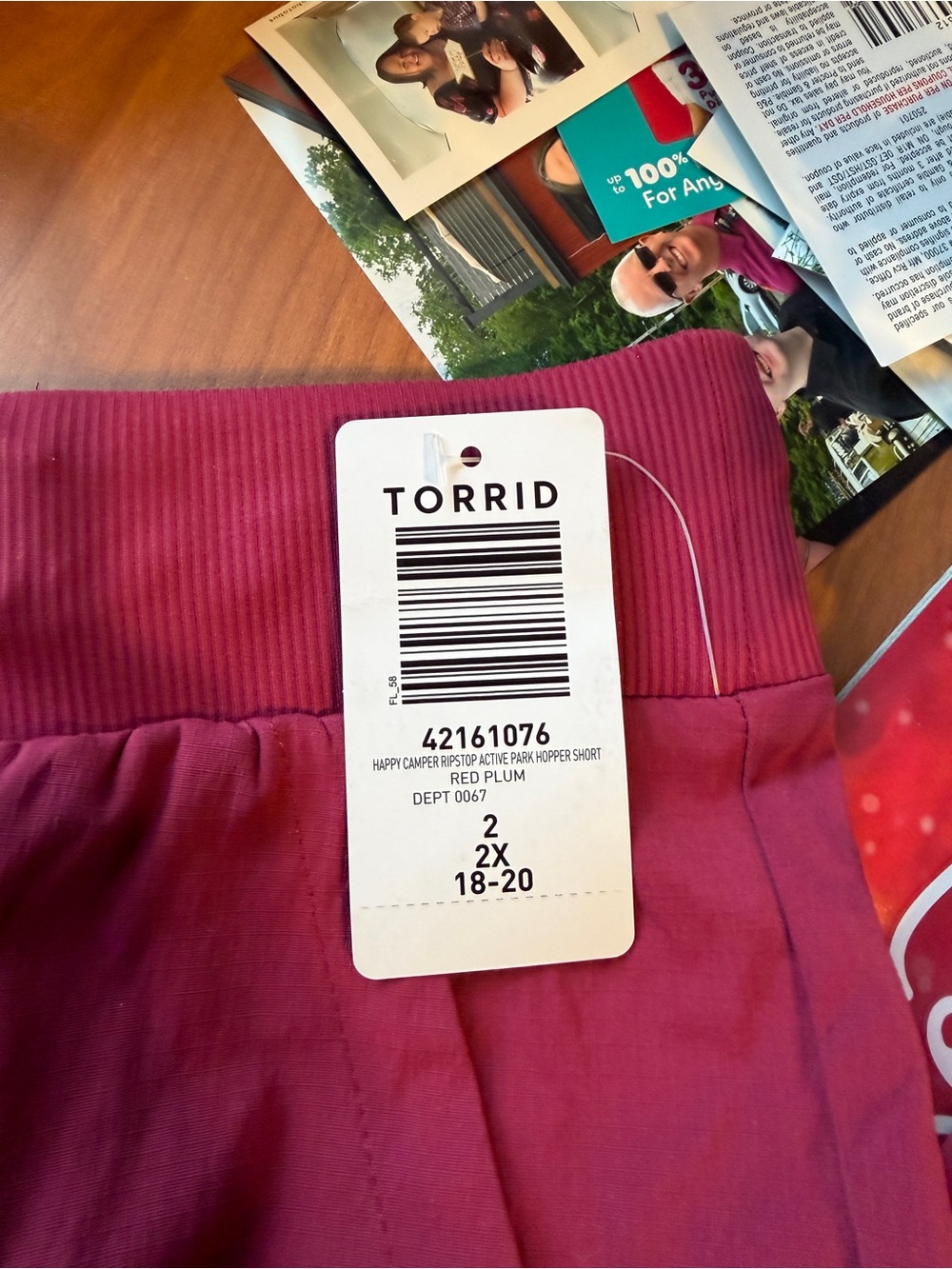 torrid happy camper shorts x 2, Olive and red plum, size 2 - Picture 4 of 7